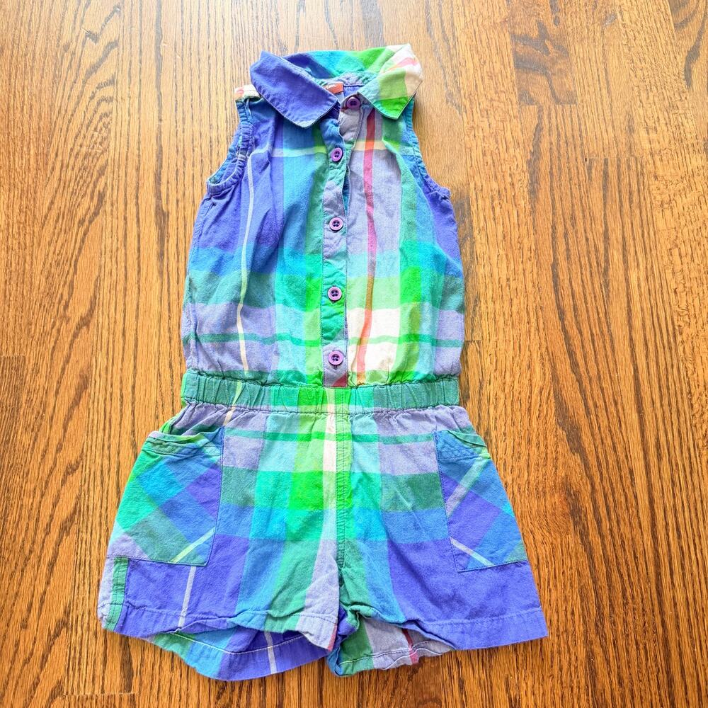 Tea Collection Plaid Sleeveless Shorts Romper - 4